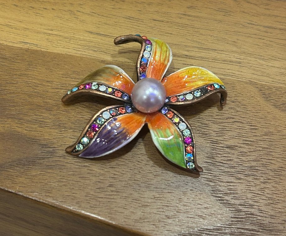 MİNELİ ÇİÇEK DESENLİ Broş - Görsel 2