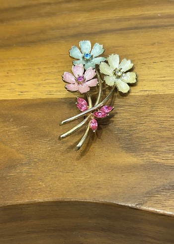 MİNELİ Vintage Çiçekli Payetli Broş - Görsel 2