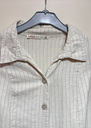 Düğmeli Kolsuz Beyaz Keten Elbise - Görsel 3