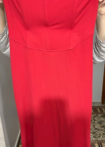 abiye kırmızı straplez uzun kuyruklu elbise - Görsel 2