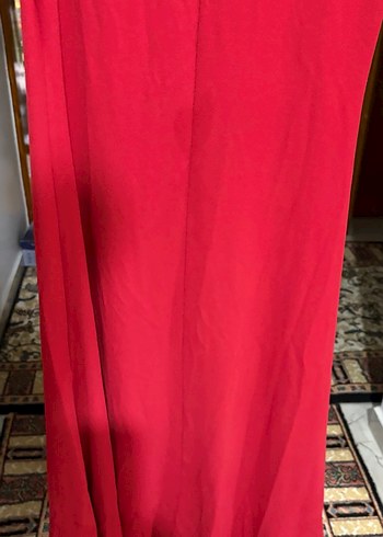 abiye kırmızı straplez uzun kuyruklu elbise - Görsel 5