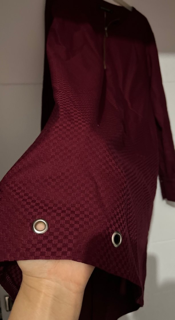 Bordo Fermuarlı Midi Tunik - Görsel 3