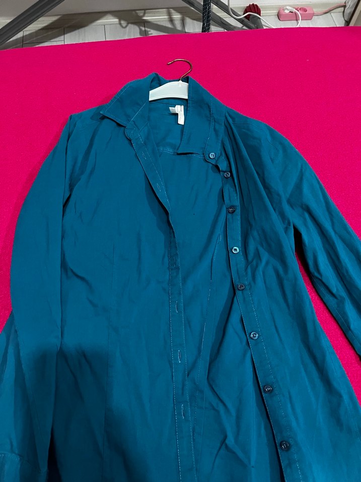 Düğmeli, petrol yeşil defacto Kadın Gömlek - Görsel 2