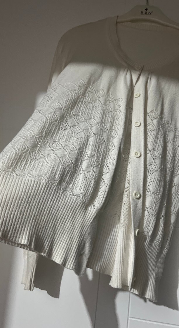 beyaz dantel görünümlü hırka - Görsel 2