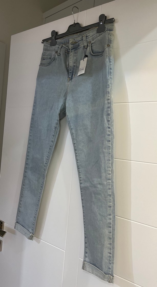 Buz mavisi Rahat Kesim Midi Denim Kadın Pantolon - Görsel 4