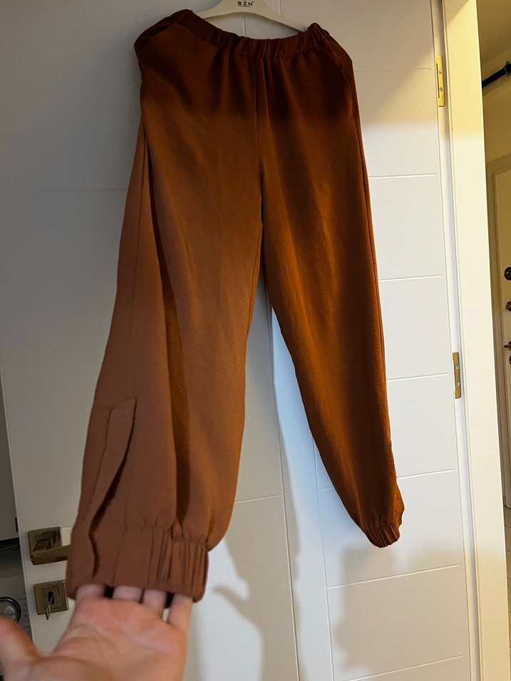 Bohem Tarz Midi Ayrobin Kiremit Kadın Pantolon - Görsel 3