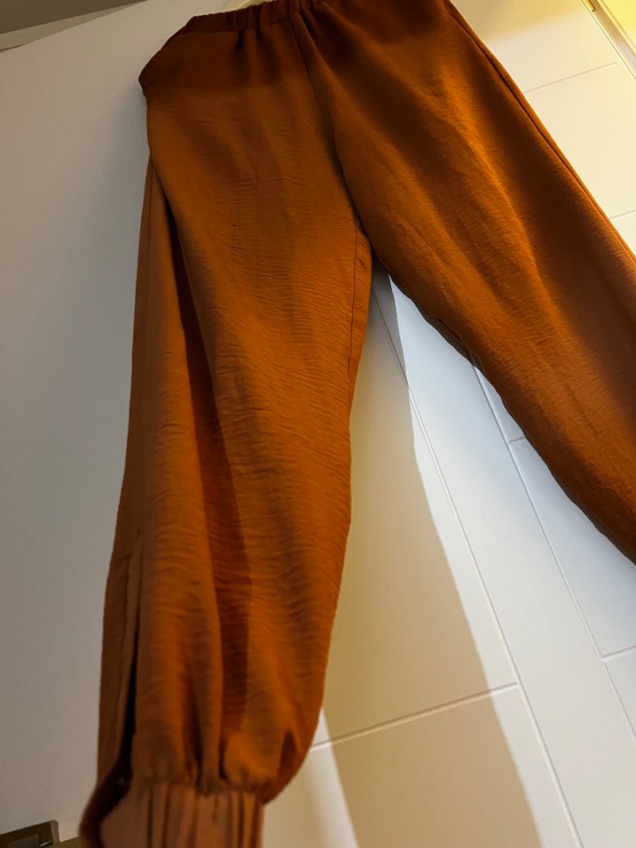 Bohem Tarz Midi Ayrobin Kiremit Kadın Pantolon - Görsel 2