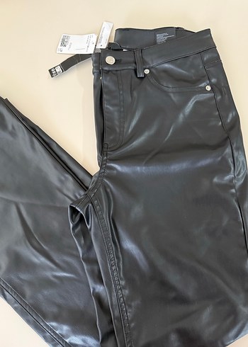 Siyah Deri  Kadın Pantolon - Görsel 2