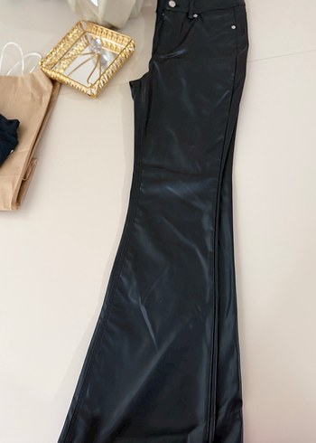 Siyah Deri  Kadın Pantolon - Görsel 11