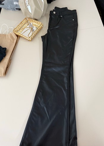 Siyah Deri  Kadın Pantolon - Görsel 12