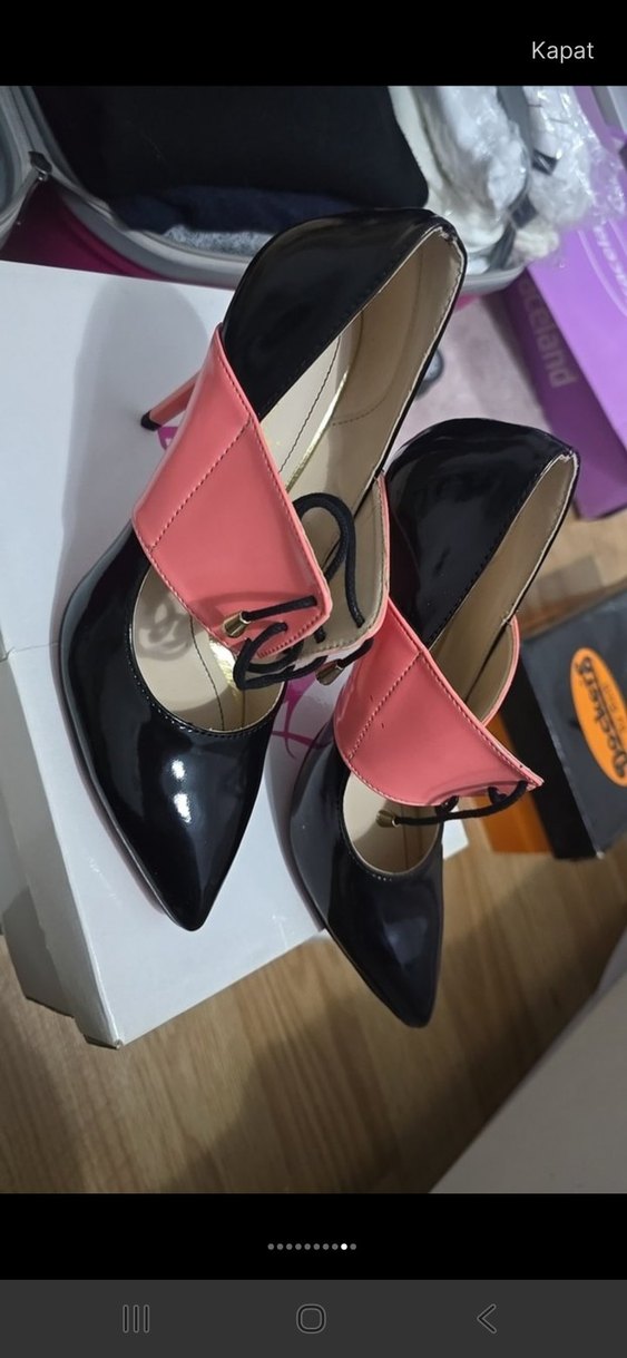 Pembe Tokalı Stiletto Topuklu Kadın Ayakkabı - Görsel 5