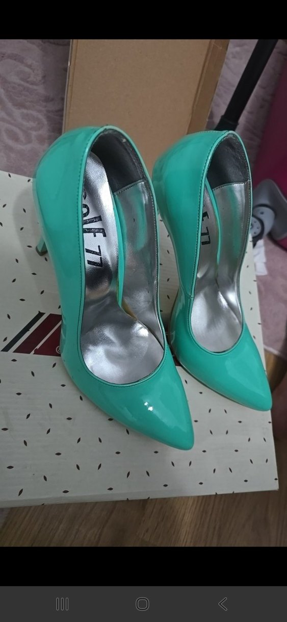 Parlak Turkuaz Stiletto Topuklu Kadın Ayakkabı - Görsel 4