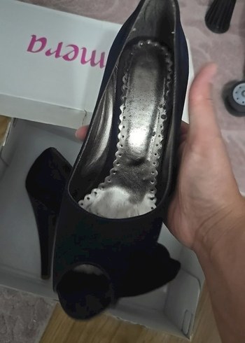 Kadın Lacivert Süet Yüksek Topuklu Stiletto - Görsel 2