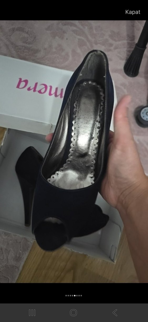Kadın Lacivert Süet Yüksek Topuklu Stiletto - Görsel 2