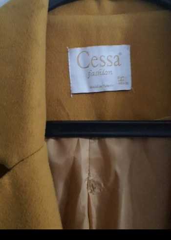 Düğmeli hardal Kadın Uzun Kaban - Görsel 4