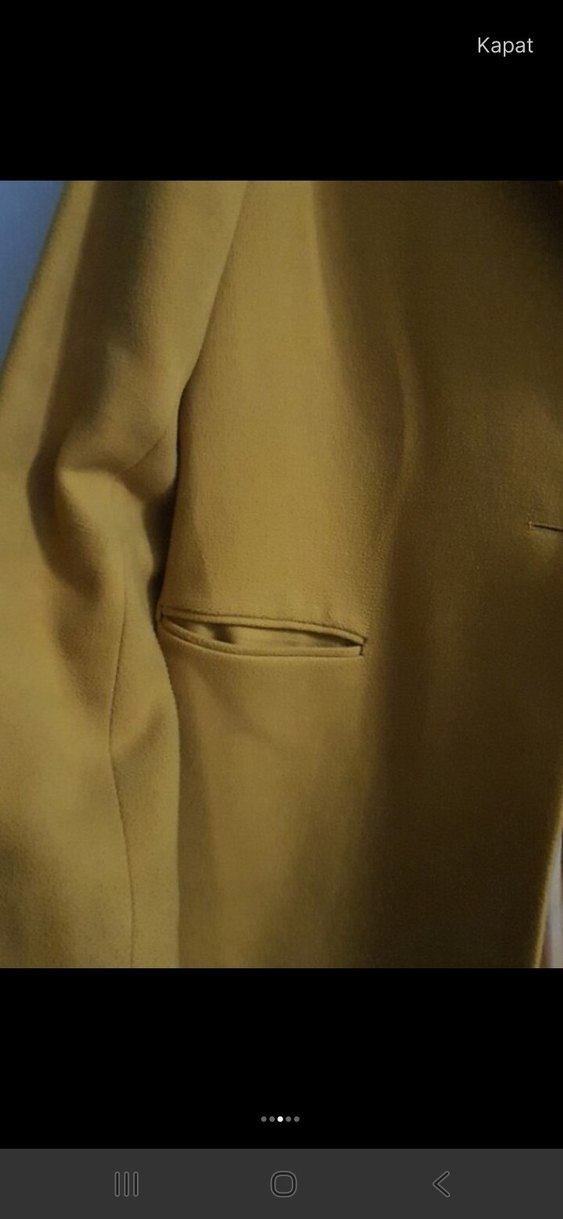 Düğmeli hardal Kadın Uzun Kaban - Görsel 3