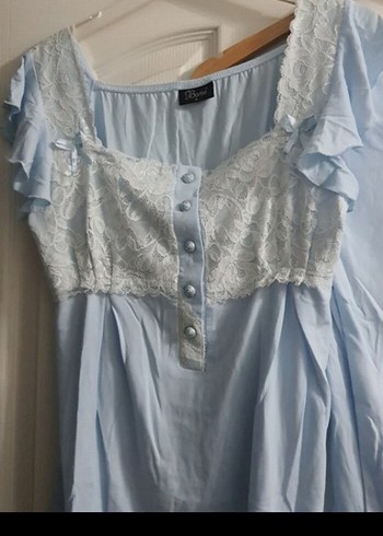 Uzun Mavi Kadın Pijama Takımı lohusa takım - Görsel 2