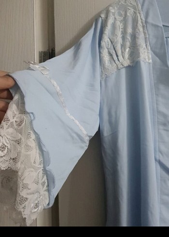 Uzun Mavi Kadın Pijama Takımı lohusa takım - Görsel 3