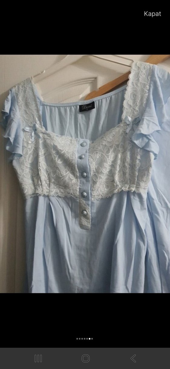 Uzun Mavi Kadın Pijama Takımı lohusa takım - Görsel 2