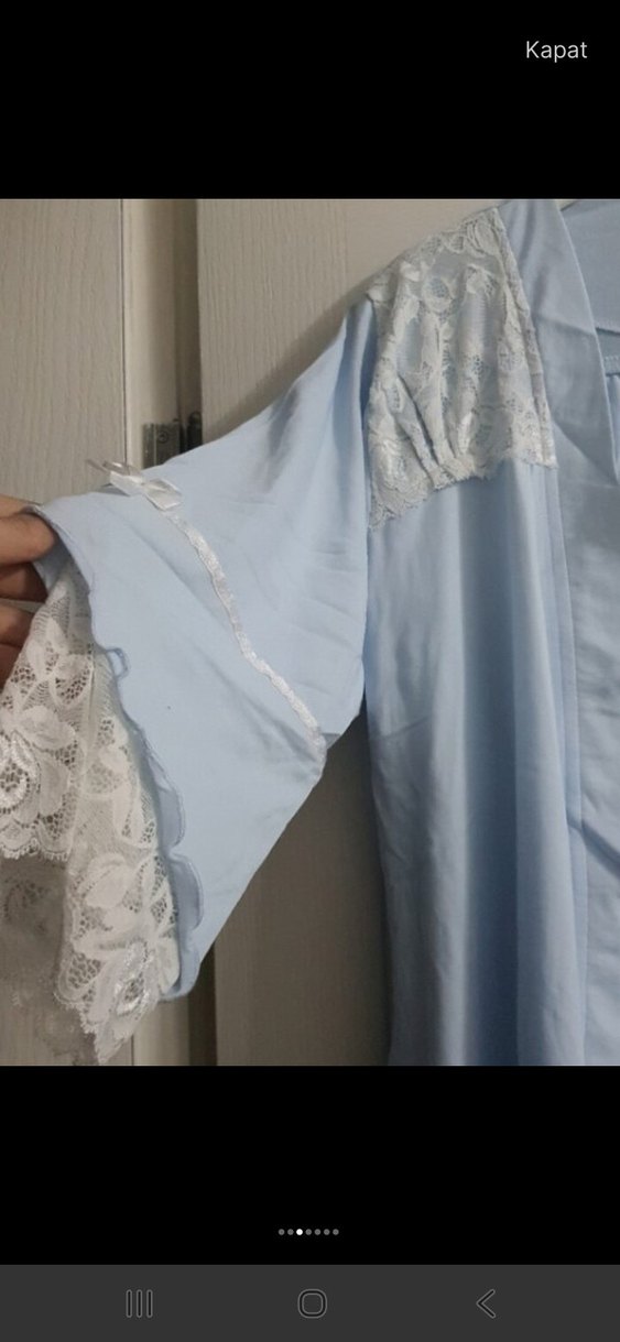 Uzun Mavi Kadın Pijama Takımı lohusa takım - Görsel 3