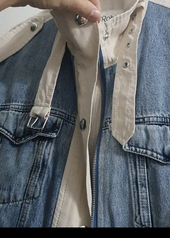 Bej Krem Denim Kombinli Kadın Ceket - Görsel 4