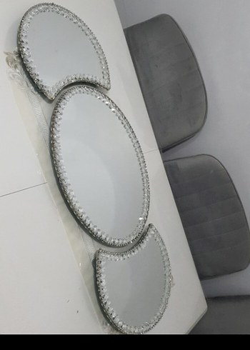 Gri Kenarlı Beyaz Oval Dekoratif Ayna - Görsel 5