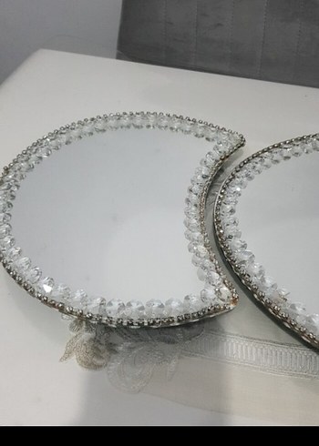 Gri Kenarlı Beyaz Oval Dekoratif Ayna - Görsel 2