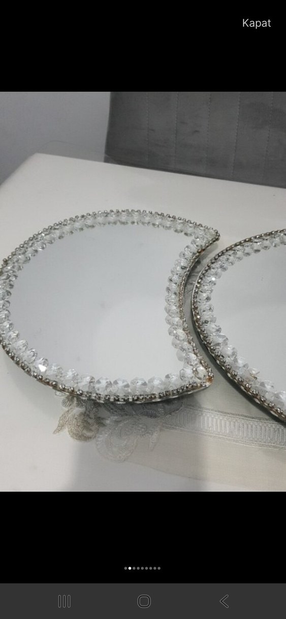 Gri Kenarlı Beyaz Oval Dekoratif Ayna - Görsel 2