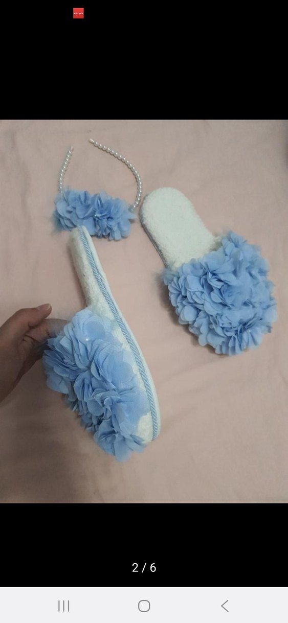 Mavi Fırfırlı Kadın Terlik lohusa terlik - Görsel 2