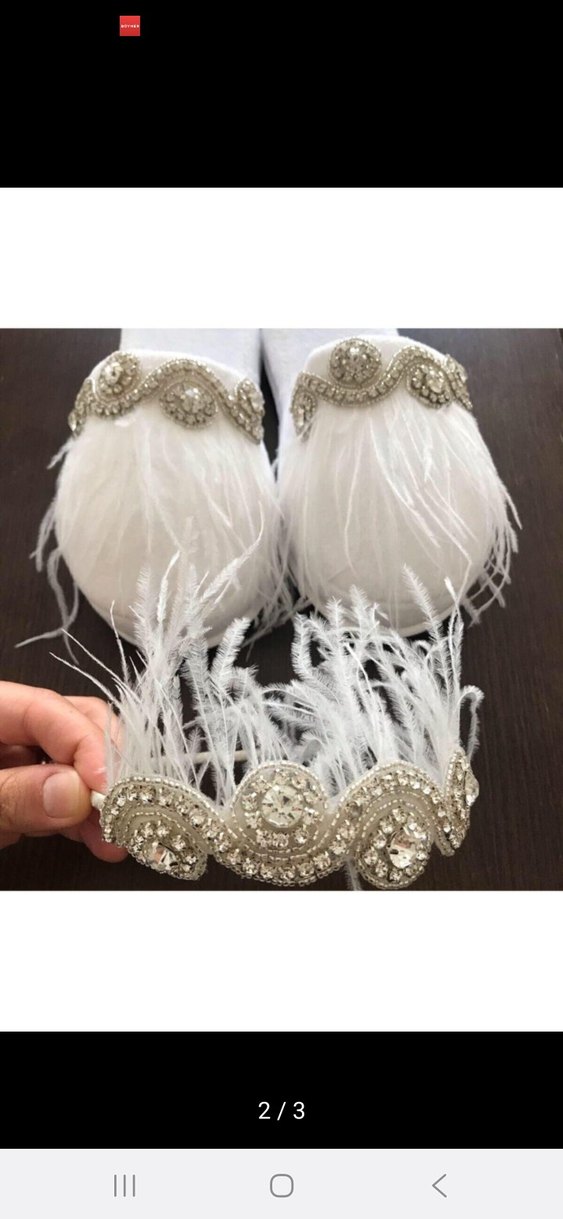 Nakışlı Kürklü Beyaz Kadın Terlik lohusa terlik - Görsel 2