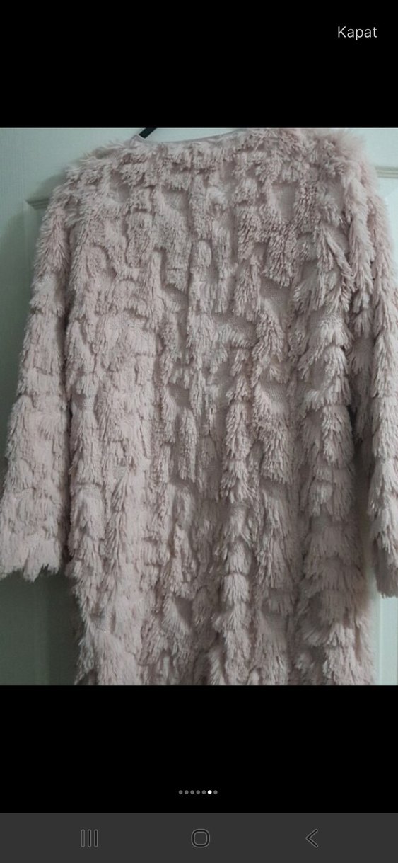 Pembe Uzun Kadın Suni Kürk Ceket - Görsel 3