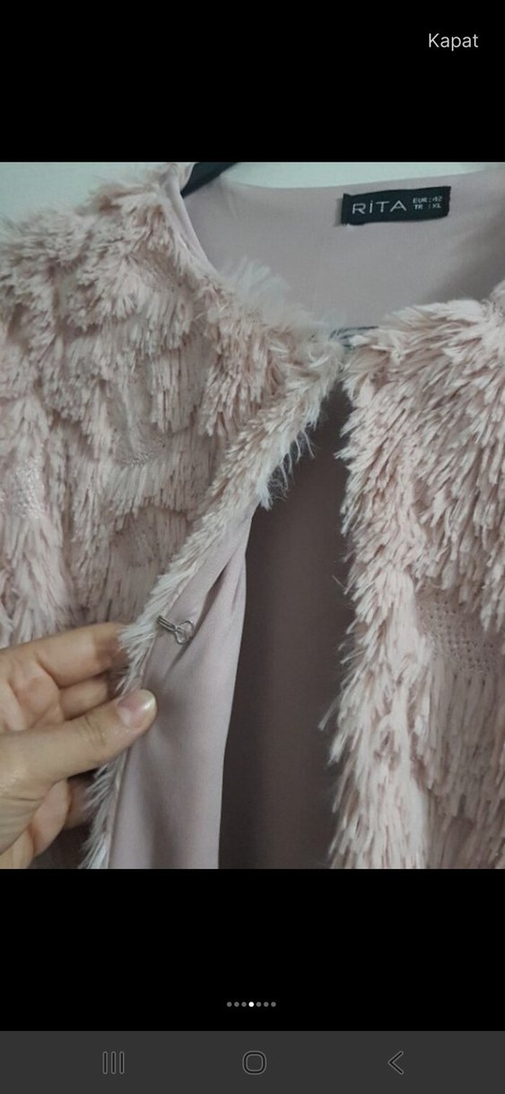 Pembe Uzun Kadın Suni Kürk Ceket - Görsel 2