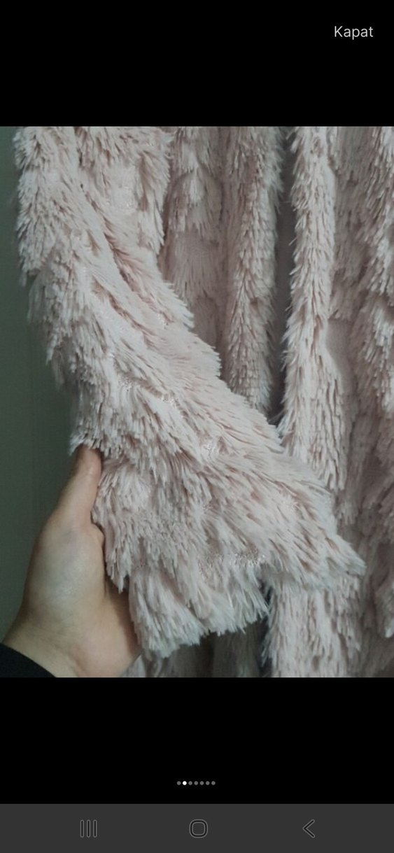 Pembe Uzun Kadın Suni Kürk Ceket - Görsel 5