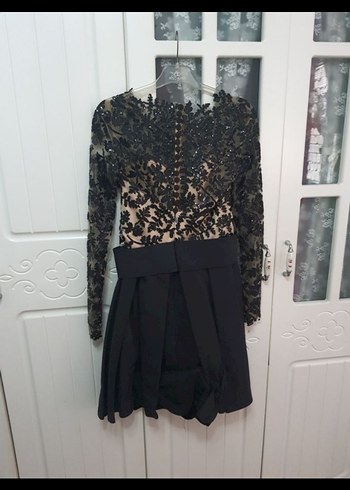 Siyah Uzun Kollu Mini Elbise - Görsel 2