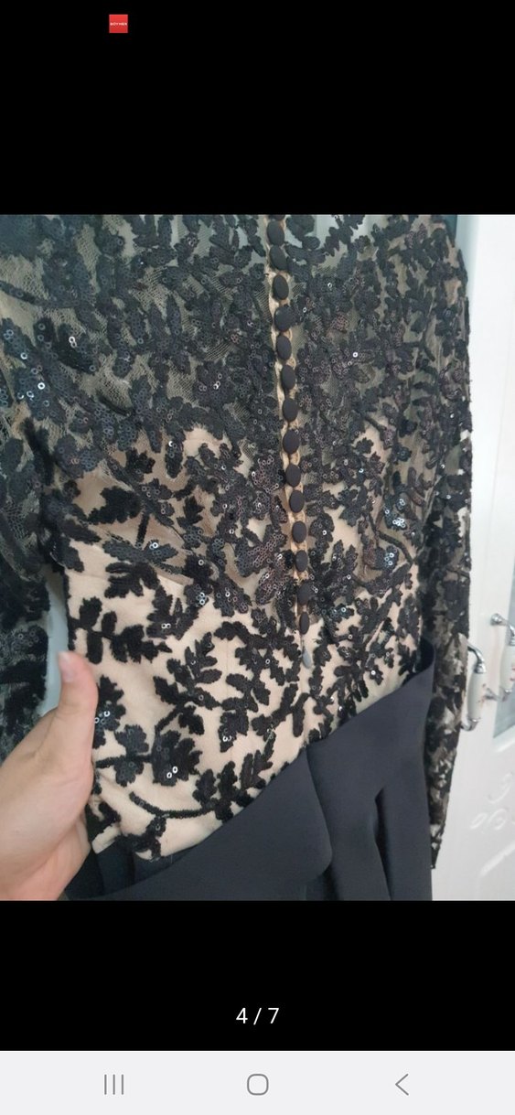 Siyah Uzun Kollu Mini Elbise - Görsel 3