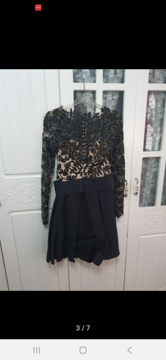 Siyah Uzun Kollu Mini Elbise - Görsel 2