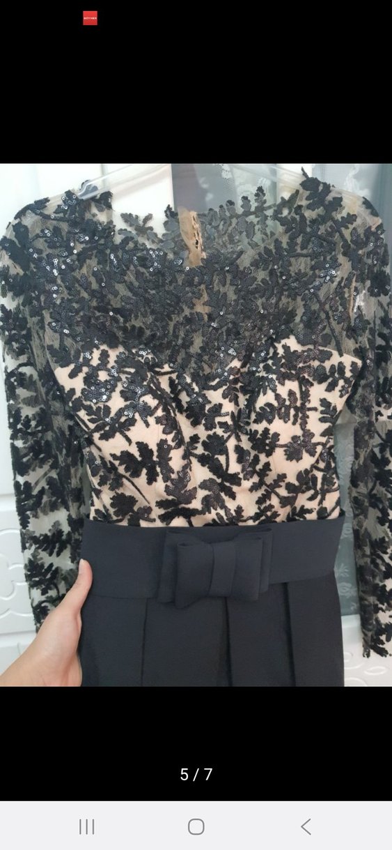 Siyah Uzun Kollu Mini Elbise - Görsel 4