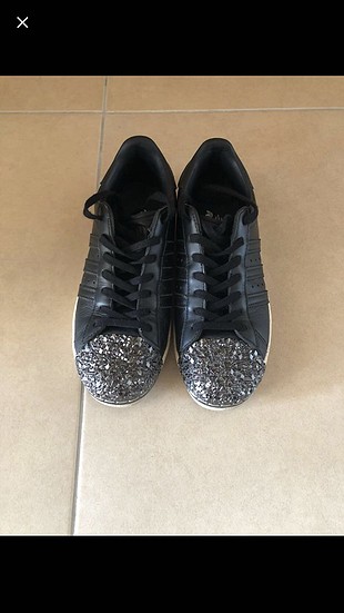 38 Beden siyah Renk Adidas superstar taşlı