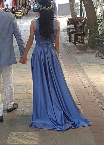 Söz&Nişan abiye indigo mavisi saten  - Görsel 2