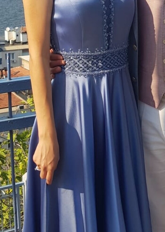 Söz&Nişan abiye indigo mavisi saten  - Görsel 4
