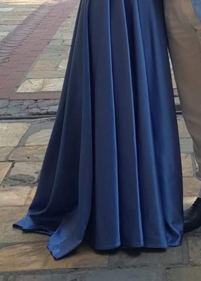 Söz&Nişan abiye indigo mavisi saten  - Görsel 3