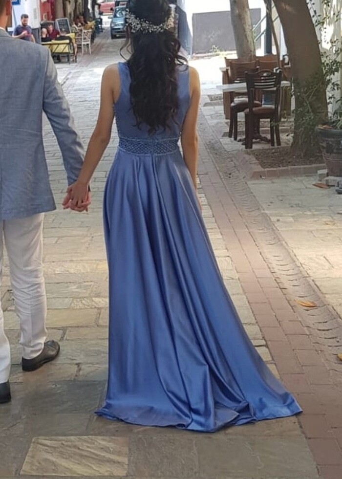 Söz&Nişan abiye indigo mavisi saten  - Görsel 2