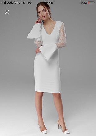 Trendyol Milla Beyaz Nikah Elbisesi Trendyol & Milla Kısa Elbise %54  İndirimli - Gardrops