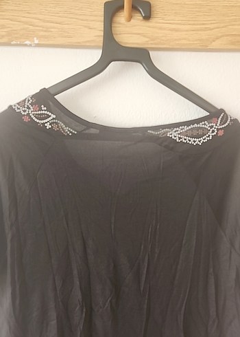 m Beden Wear On İşlemeli V Yaka Siyah Bohem Bluz