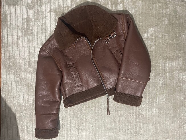Biker ceket kahverengi