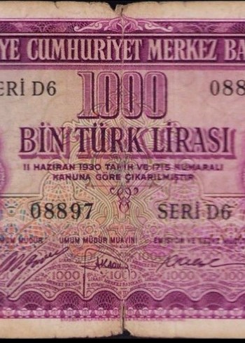 1000 Türk Lirası Hatıra Parası mor binlik