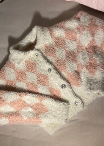 Pembe beyaz Hırka - Görsel 3