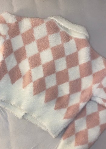 Pembe beyaz Hırka - Görsel 4