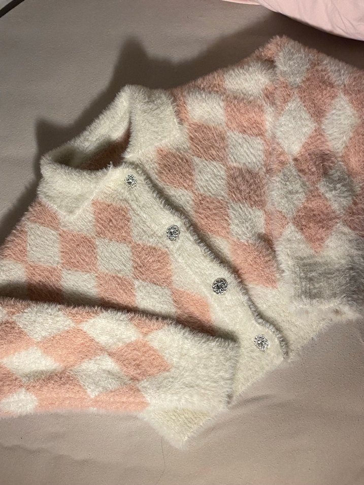 Pembe beyaz Hırka - Görsel 3