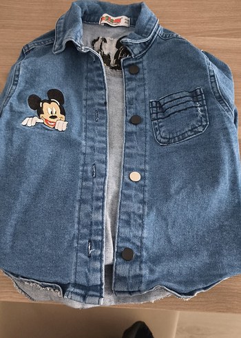 24-36 Ay Beden mavi Renk Erkek Çocuk Mavi Denim Gömlek